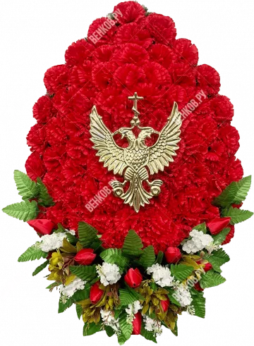 Траурный венок «Патриот» №2, 90 см (Красно-Белый) с гербом РФ