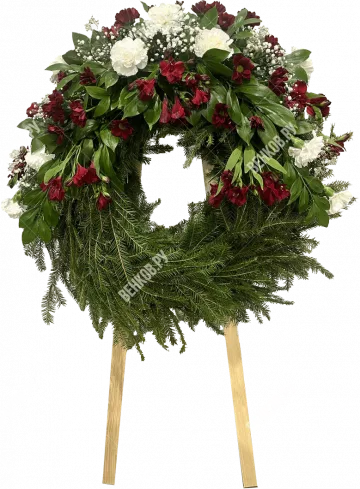 Венок европейский 120 см - круглый (Бело-красный)