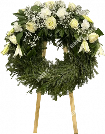 Венок европейский 120 см - круглый (белый)